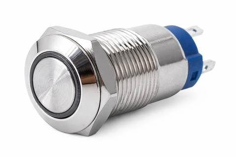 12mm Metal Push Button Switch Momentary - White LED 12VDC