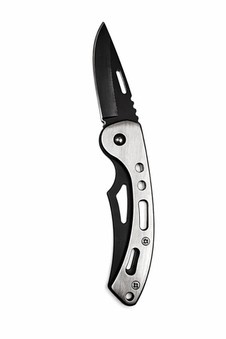 Pocket knife silver with cut-out handle