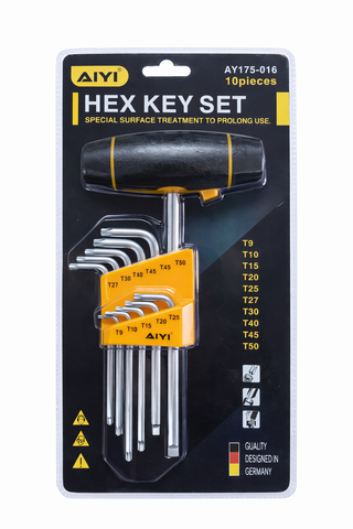 Torx T Handle Key Set - 10 Piece T9-T50
