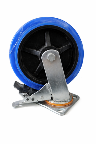 8" Swivel Castor Wheel with Brake (Polyurethane (PU)) – Plate Mount