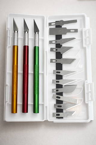 Coloured hobby knife set 3pc