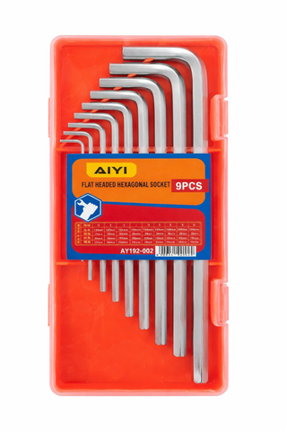 Flat Head Metric Long Arm Hex Key Set in Orange Case - 9 Piece 1.5mm-10mm