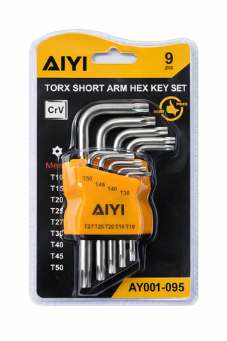 Torx Short Arm Key Set - 9 Piece T10-T50 110mm