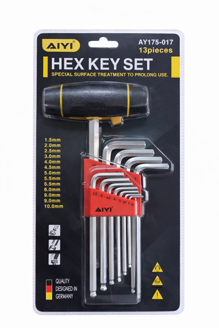 Metric T Handle Hex Key Set - 13 Piece 1.5mm-10mm