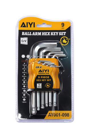 Ball End Hex Key Set Metric - 9 Piece 1.5mm-10mm 110mm