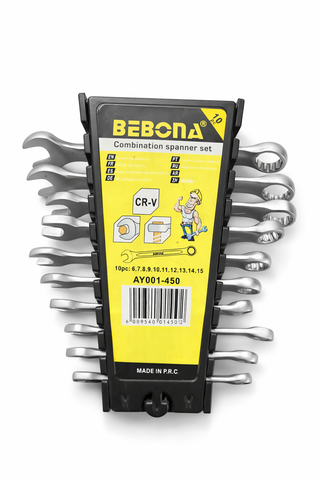 10 Piece Combination Spanner Set 6mm-15mm CR-V Steel