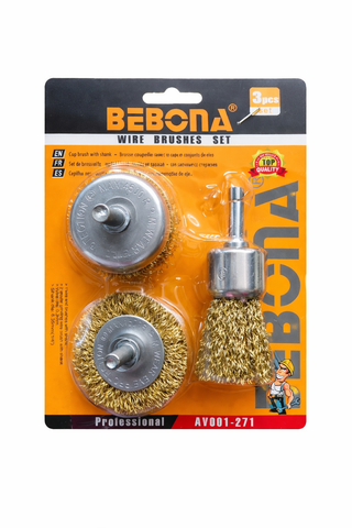Wire End Brush Set with Shank (3 Piece)