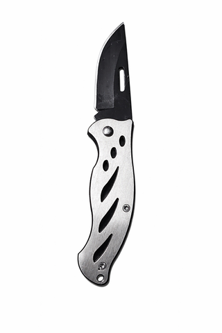 Pocket knife silver curved slots