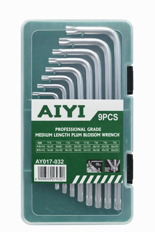 9-Piece Torx Key Set (T10–T50) in Green Case