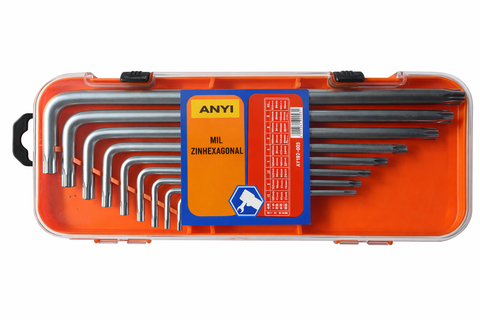 Torx Allen Key Set Long 9 Piece in Orange Case 1.5–10mm