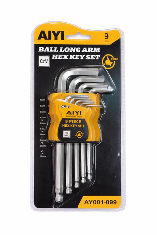 Ball End Long Arm Hex Key Set - 9 Piece 1.5mm-10mm 165mm