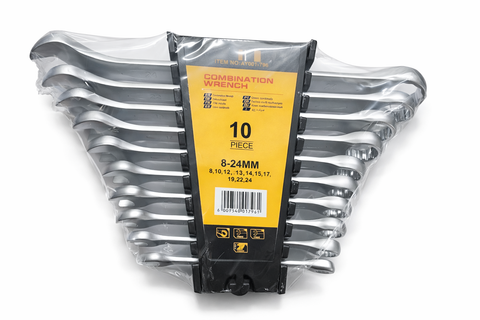 10 Piece Combination Spanner Set 8mm-24mm CR-V Steel
