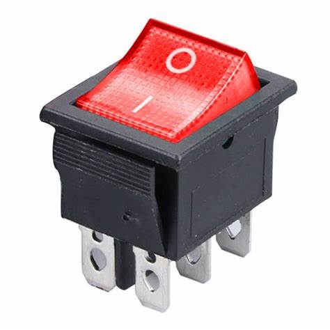 ROCKER 6 PINS ON-ON 220VAC RED LIGHT