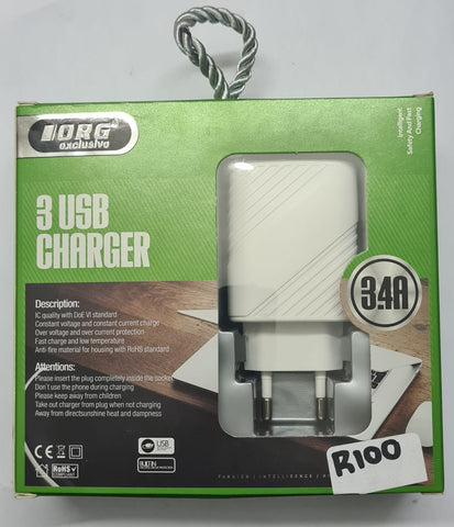 ORG-10MR44 3 WAY USB SMART PHONE CHARGER