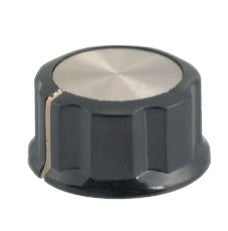 KNOB-BLACK / SILVER TOP D:24mm 6.3mm SHAFT