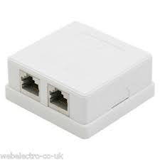 RJ45 WALL MOUNT DOUBLE FEMALE SOCKETS