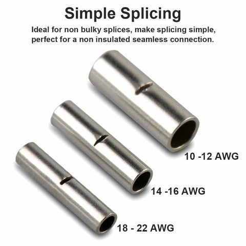 thumbnail image 2 of 20-Pack 6 Gauge Vinyl Butt Connectors – Electrical Terminals 6 AWG (Made In USA) 2 of 5