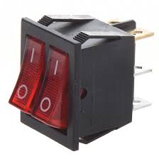 ROCKER DOUBLE 2 X ON-ON RED LIGHT 220VAC